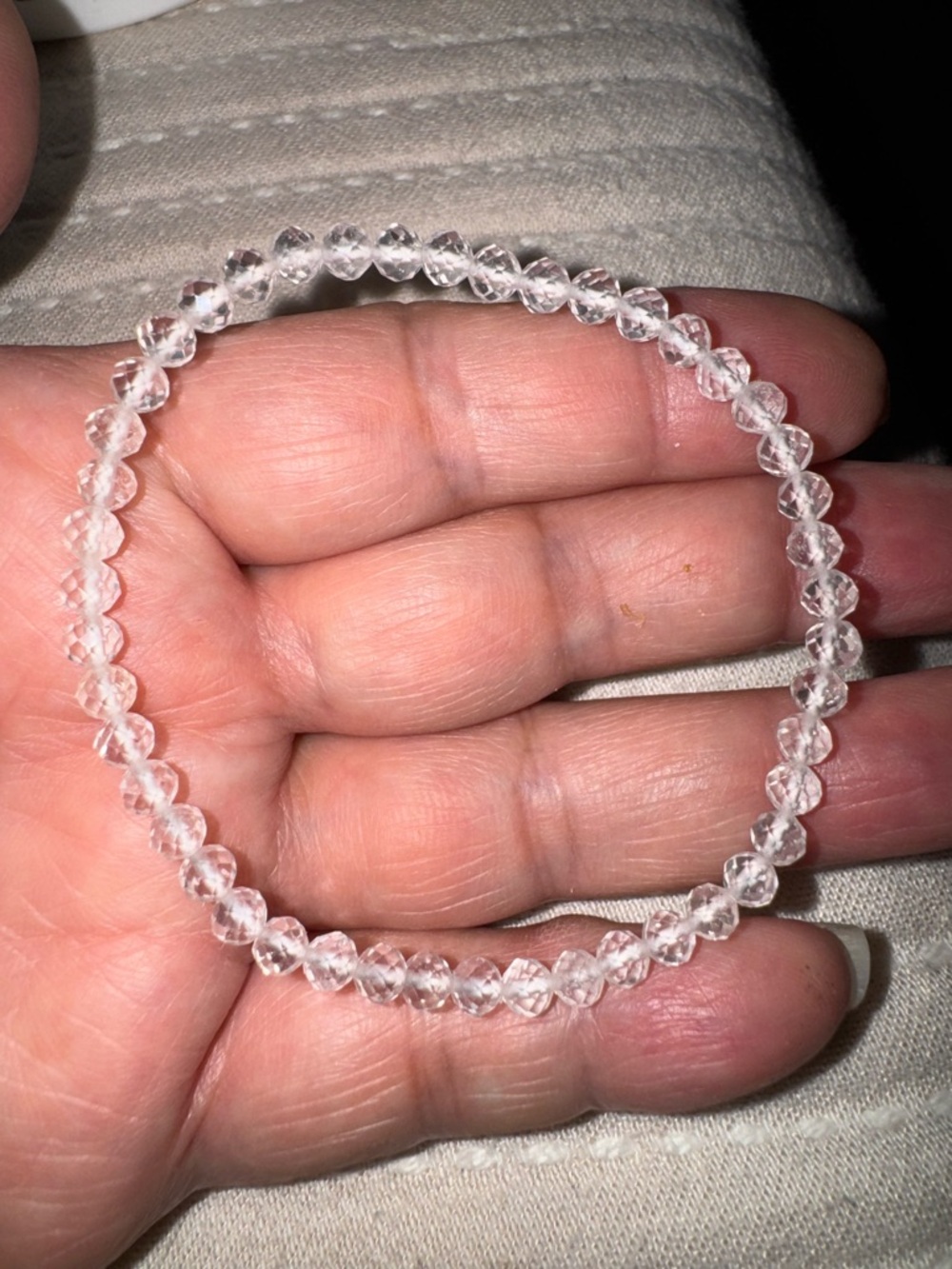 Beautiful Clear Quartz Faceted Bead Bracelet